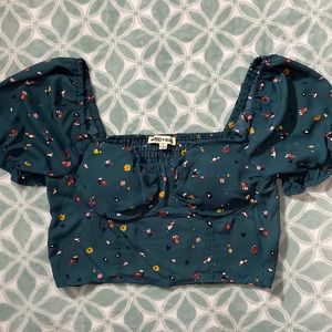 Green crop top with flower design